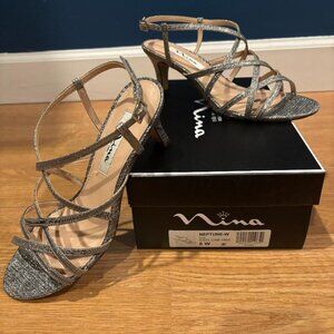 Nina Neptune Steel Luna Shoes Metalllic, Size 8W